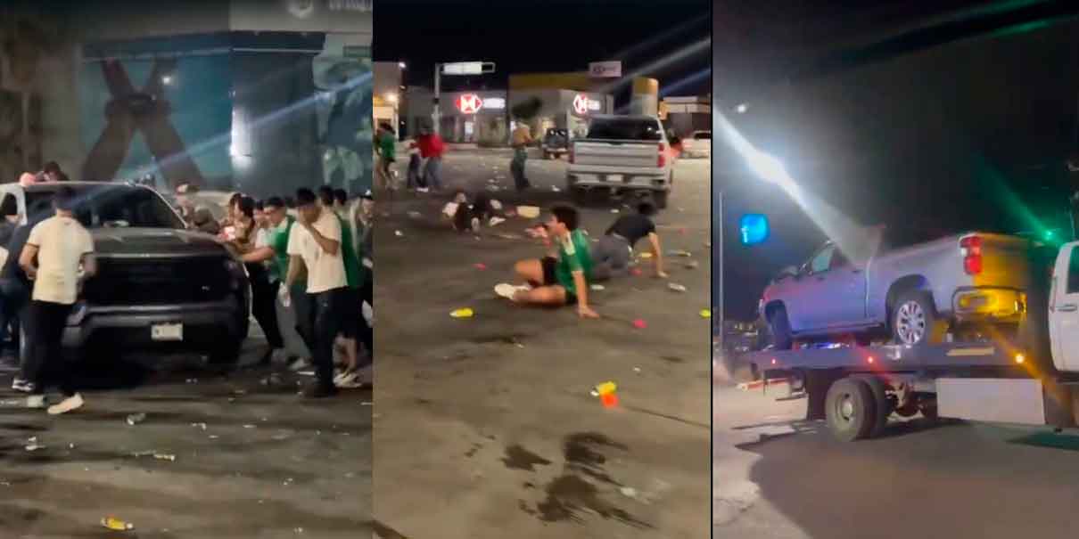 IMÁGENES SENSIBLES. Conductor atropella a fanáticos que vandalizaban su camioneta en Chihuahua