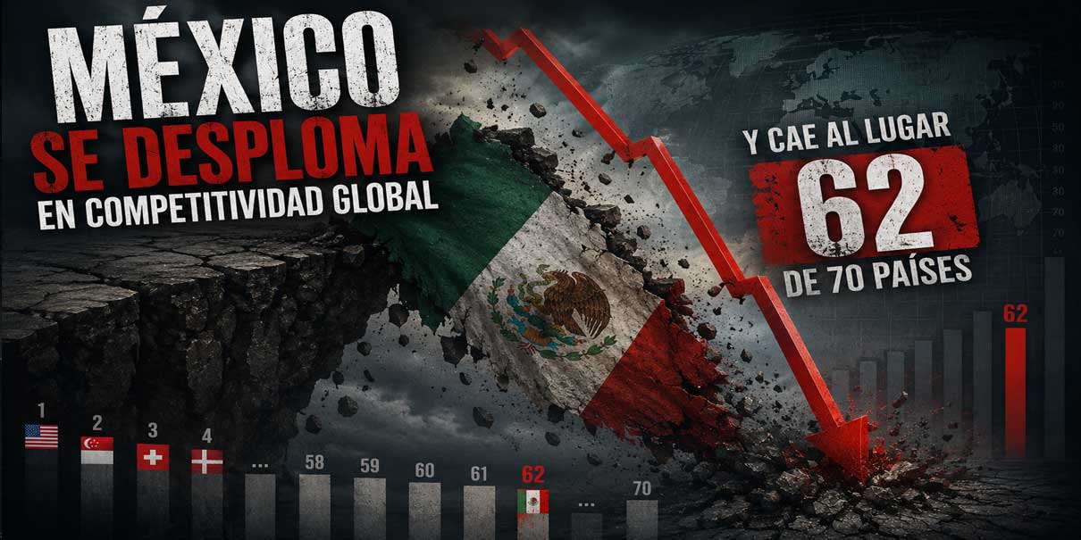México se desploma en competitividad global y cae al lugar 62 de 70 países, revela IMD
