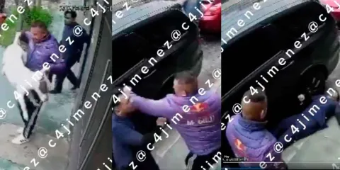 IMÁGENES SENSIBLES. Agente de la Fiscalía NOQUEA  a su vecino en Nezahualcóyotl tras disputa por un perro