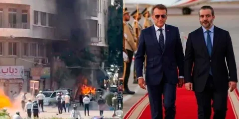 Macron "sano y salvo" después de la explosión de dos bombas  cerca de su hotel en Damasco